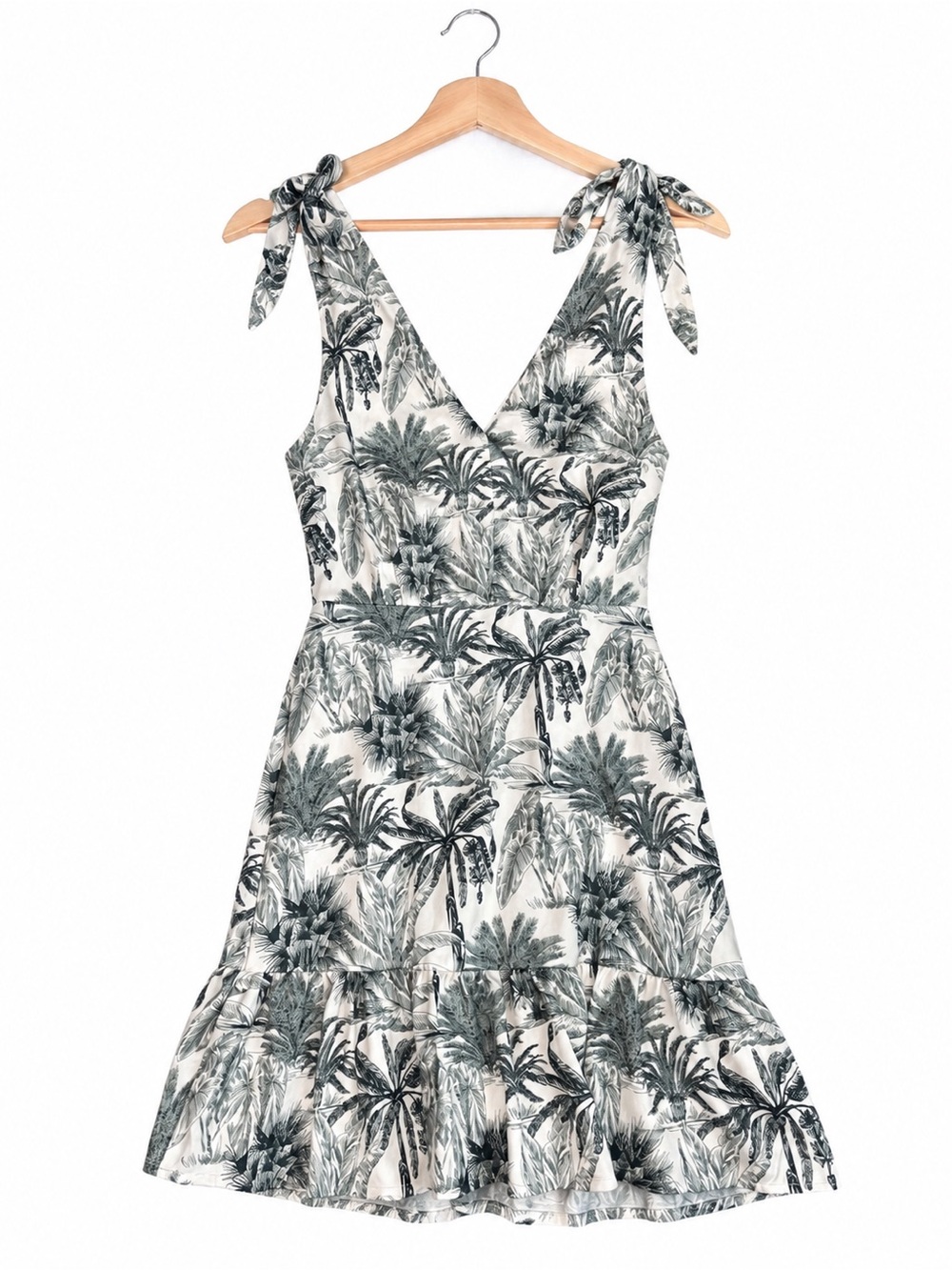 Sam Edelman Tropical Toile Tie Strap Dress Size 6 Palm Print Resort Vacation